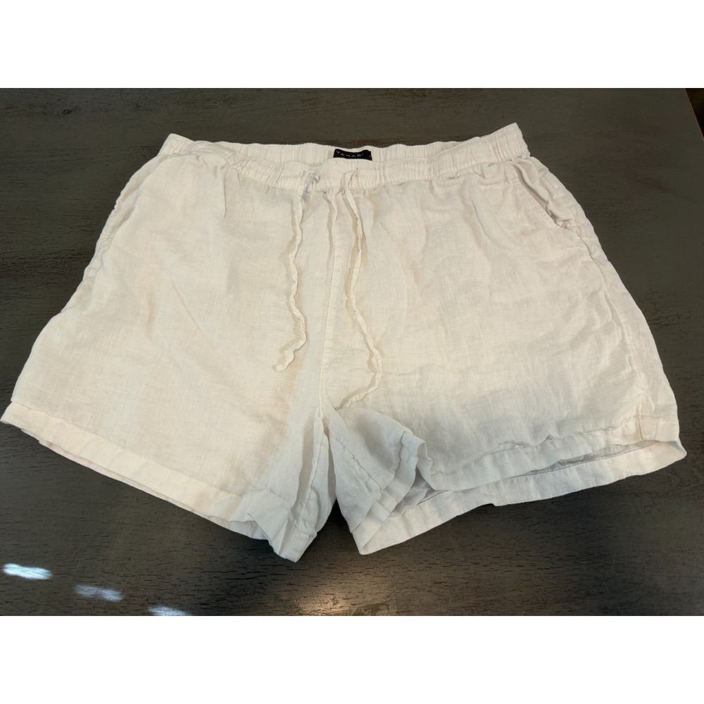 white TAHARI 100% LINEN shorts plus size 2X XXL